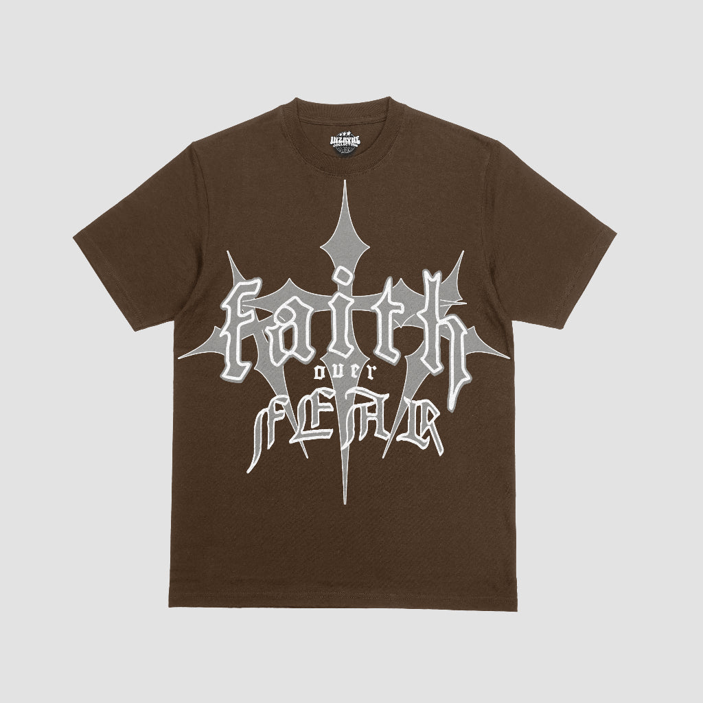 CAMISETA FE SOBRE MIEDO MARRÓN