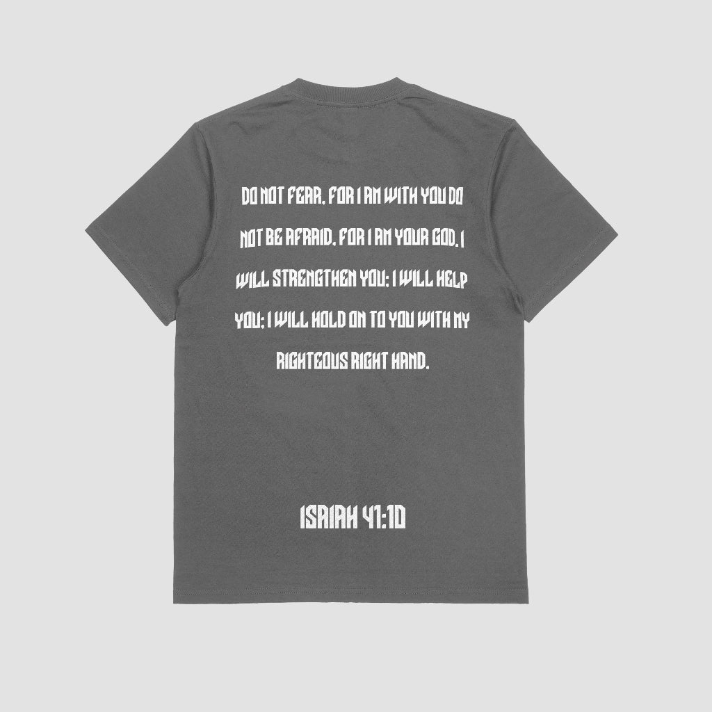 CAMISETA FE SOBRE MIEDO GRIS