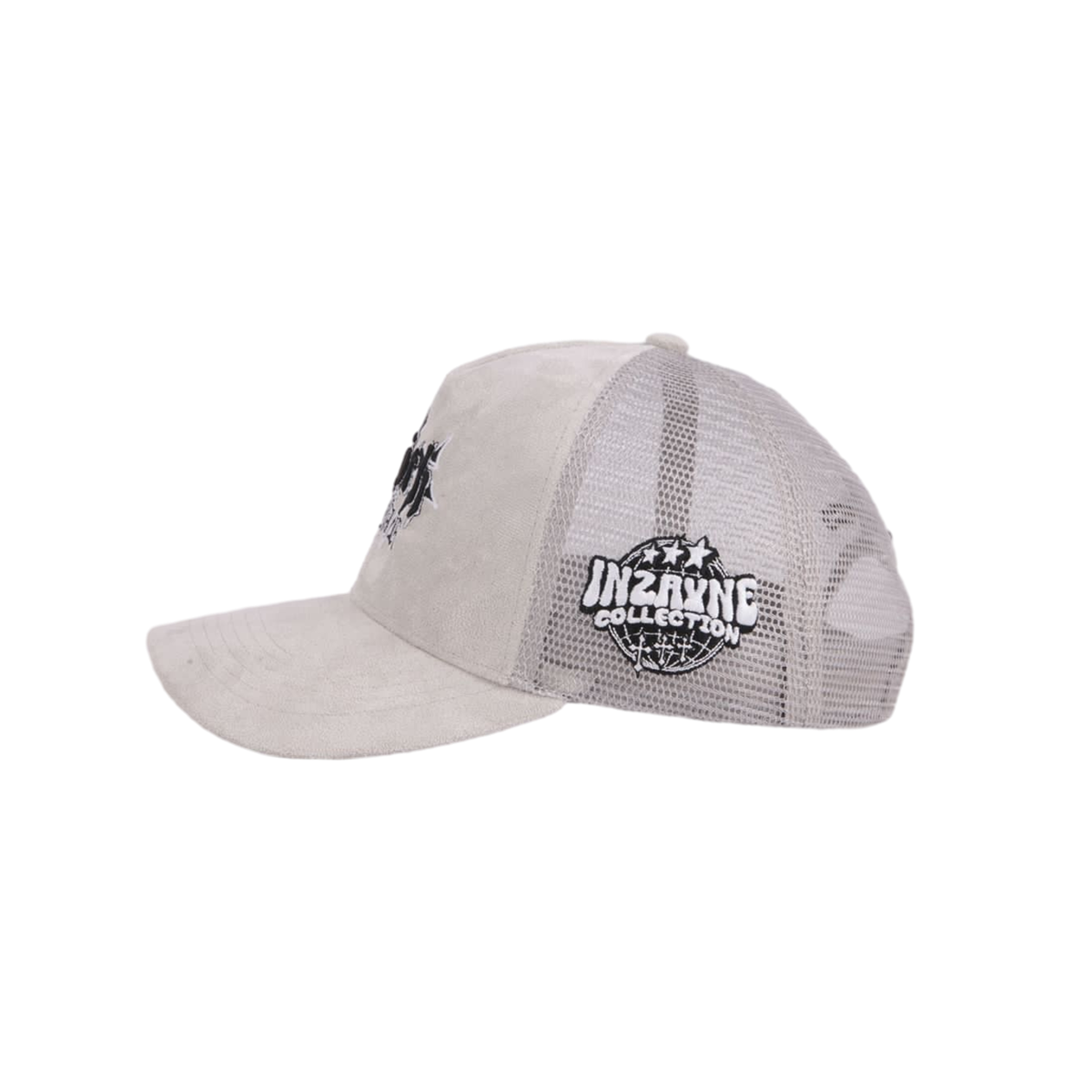 FAITH OVER FEAR SUEDE TRUCKER HAT "LIGHT GRAY"